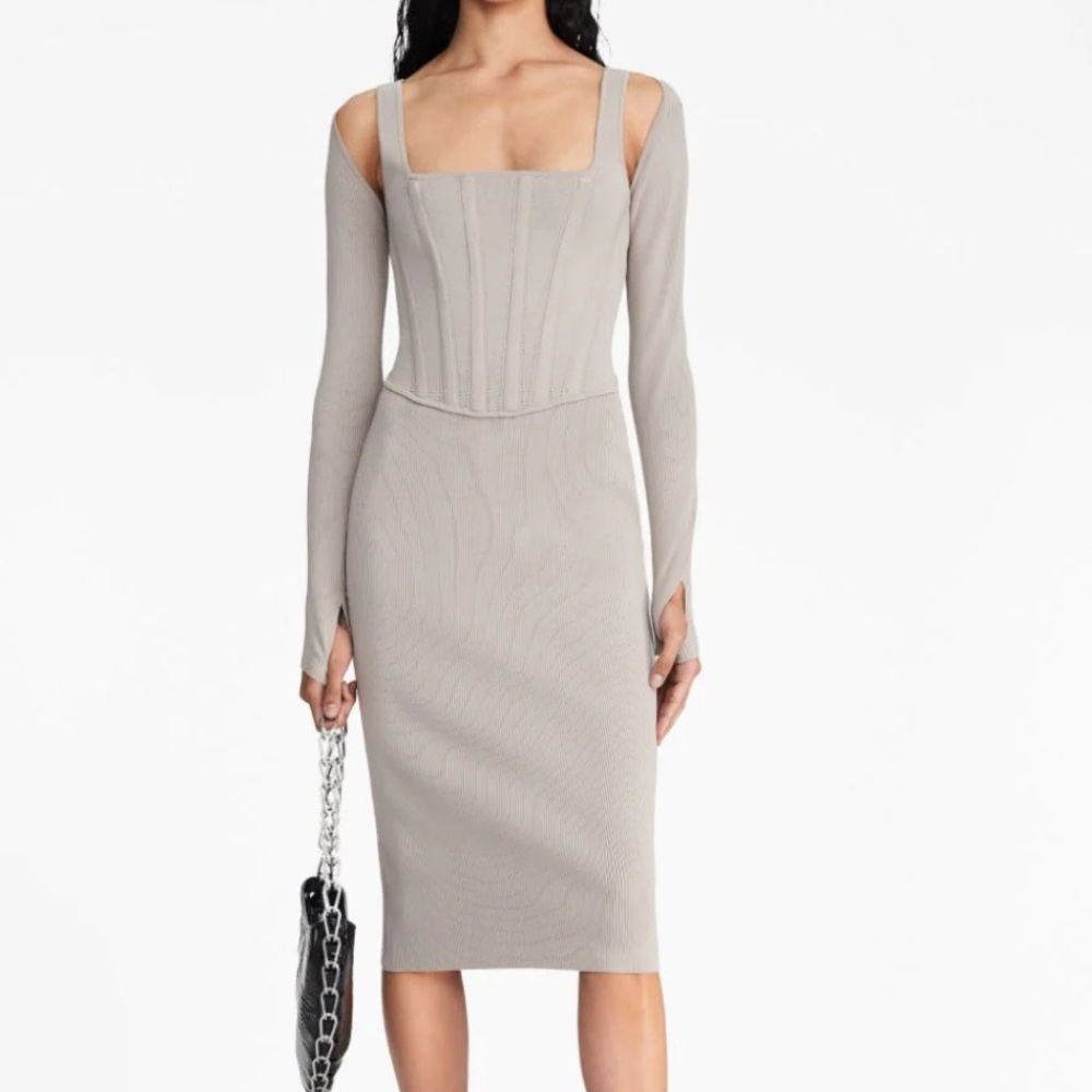 DION LEE corset style white midi dress